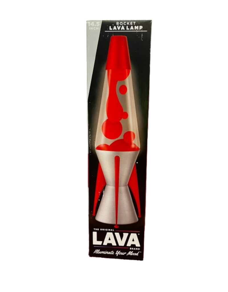 Lava Lite Lava Lamp Classic - Astrosurge Retro Rocket Red/ Clear/ Silver- 14.5"