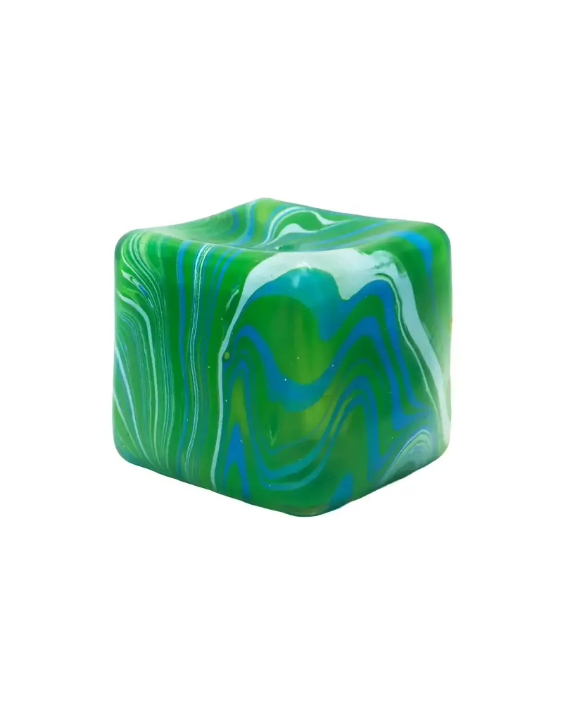 Cap Zone ( NO UPC) Colorful Marbled Cube Putty Filled Squishy -GREEN (Sold Individually)