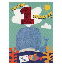 Paper House Production Card - Happy Birthday - You're 1 Today! Whale Foil Card
