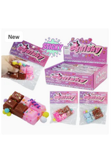 Cap Zone Two Tone Chocolate Bar Sticky MochicPom Pom Squishy Bag ( Sold Individually: Assorted Colors)