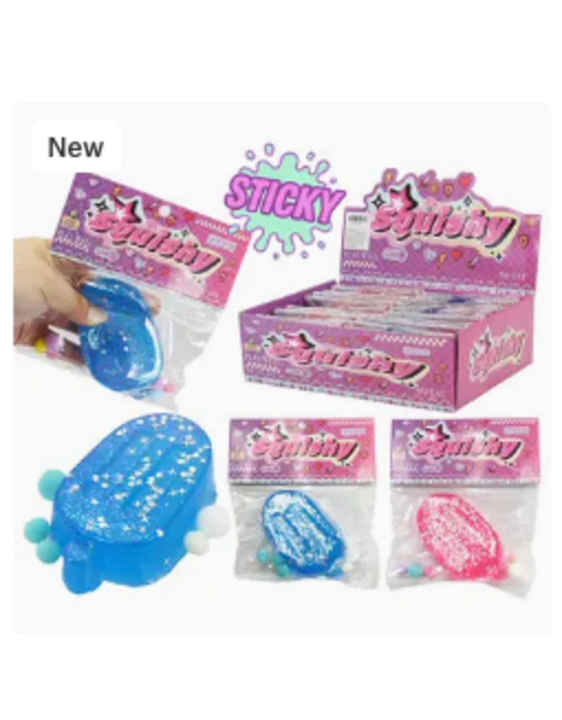 Cap Zone Popsicle Glitter Sticky Mochi Pom Pom Squishy Bag ( Sold Individually; Assorted Colors)