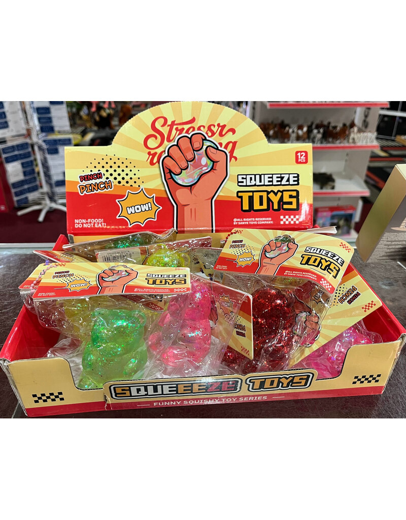 Cap Zone Teddy Bear Glitter Squish (Sold Individually, Colors Vary)