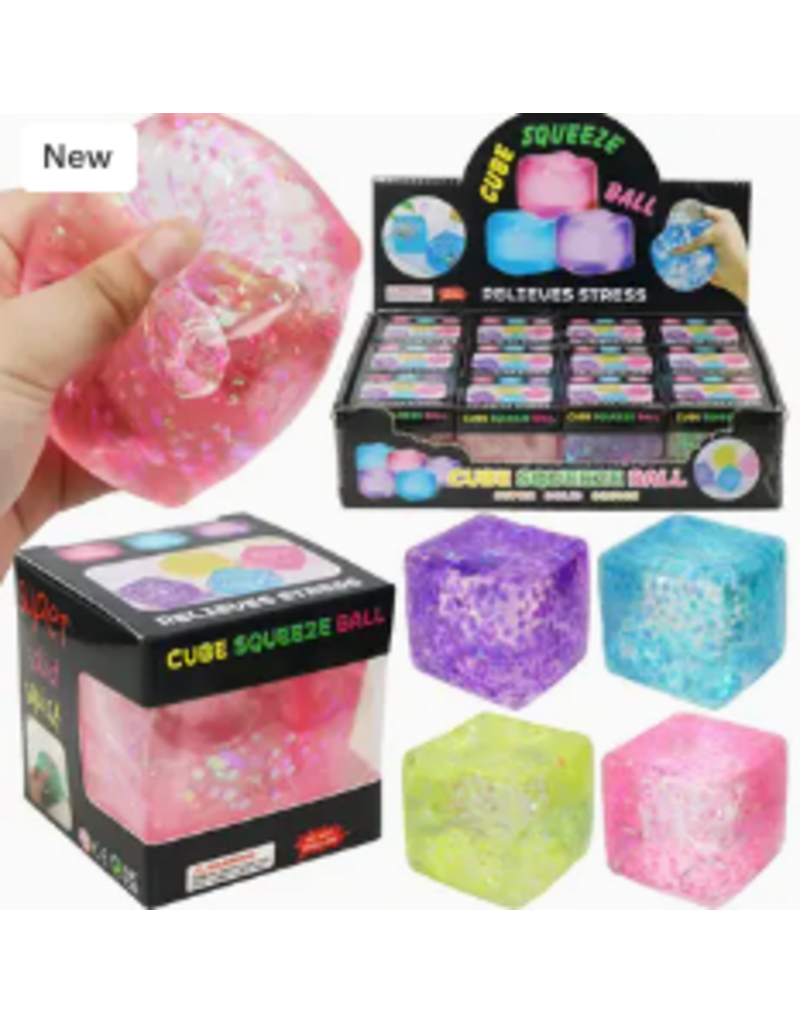 The American Gift Company Novelty Glitter Cube Squeeze Ball (Assorted Colors; Sold Individually)