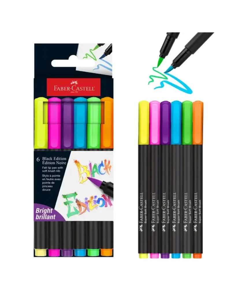 Faber-Castell Black Edition Felt Tip Brush Markers Bright Brilliant