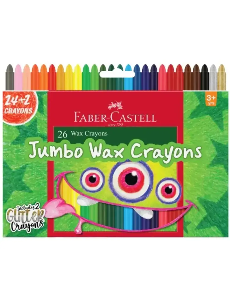 Faber-Castell Arts and Crafts Jumbo Wax Crayons (24 with 2 Glitter Crayons)