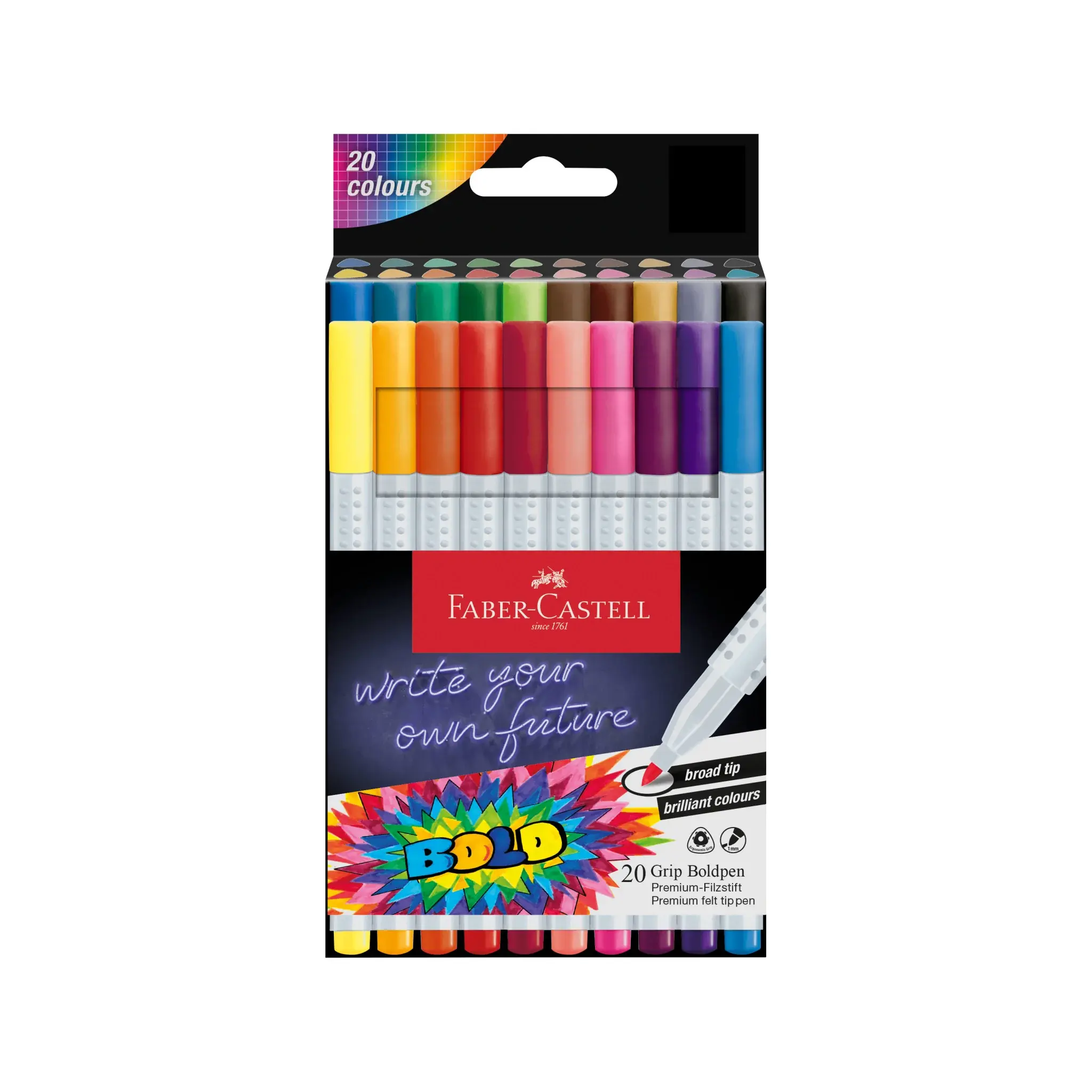 Grip Boldpen Felt Tip Marker Set 20 Ct