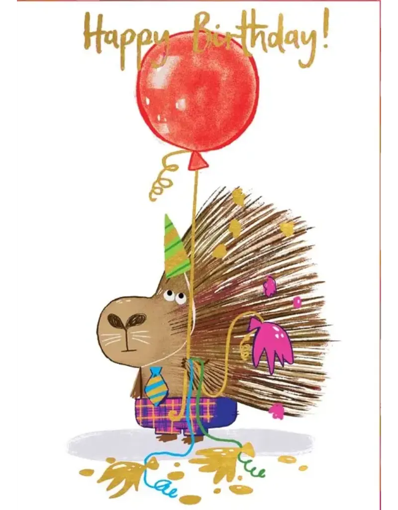 Paper House Production Card - Happy Birthday Porcupine Birthday Balloon