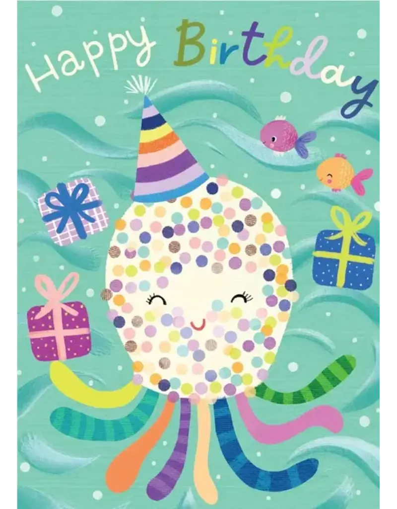 Paper House Production Card - Birthday Octopus - Glitter Card