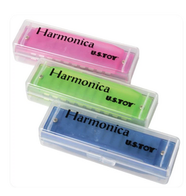 US Toys Musical Semi-Translucent Harmonica (Colors Vary) sold single