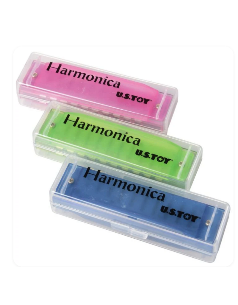 US Toys Musical Semi-Translucent Harmonica (Colors Vary) sold single