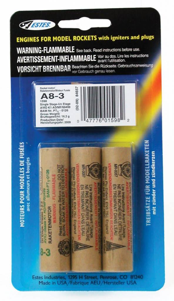 Hobby Estes Rocket Engines (3 Pack) - A8-3