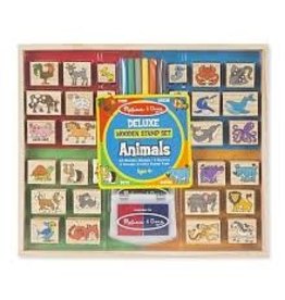 Melissa & Doug Craft Kit Wooden Stamp Deluxe Set Animals