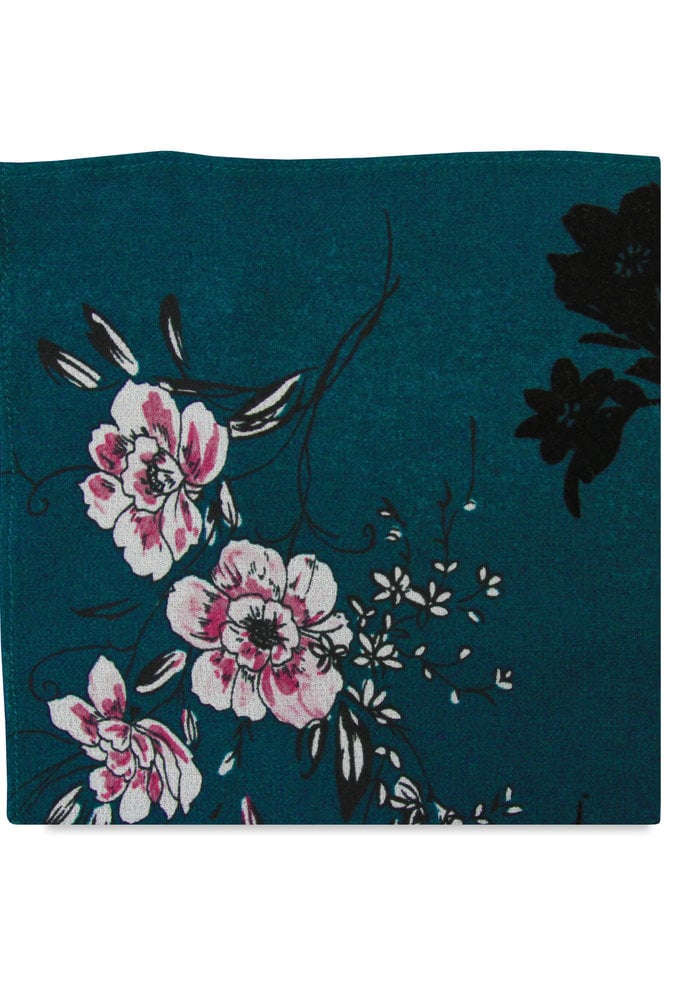 The Phillipa Teal Floral Pocket Square