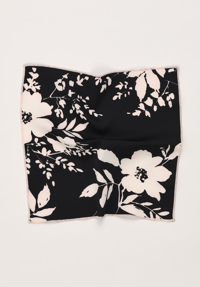 The Dalia Black Floral Pocket Square