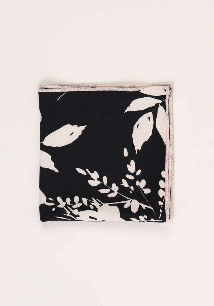 The Dalia Black Floral Pocket Square