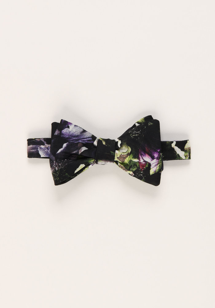 The Lena Black Floral Bow Tie