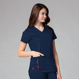 Maevn Maevn PrimaFlex Pleated Pocket Mock Wrap Top 1712