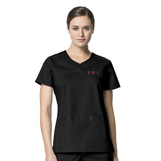 WonderWink CLEARANCE Women's WonderFlex Patience Curved Notch-Neck Top 6208