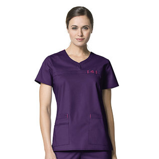 WonderWink CLEARANCE Women's WonderFlex Patience Curved Notch-Neck Top 6208