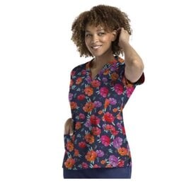 Maevn Printed Curved V-Neck Top 1767