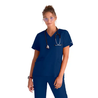 Barco One Wellness 4 Pocket V-Neck Contrast Panel Scrub Top BWT012