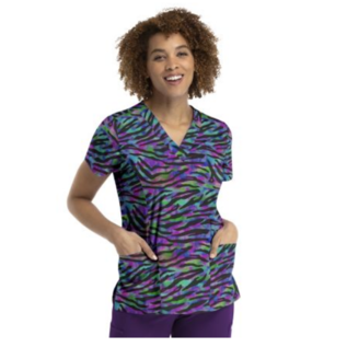Maevn Maevn Printed Curved V-Neck Top 1767
