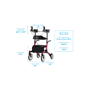 Nova Medical Dragon Fold n’ Go Rise UP Rollator Upright Standing Walker