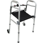 ProBasics Two-Button Folding Walker with Wheels and Roll-Up Seat
