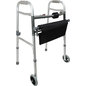 ProBasics Two-Button Folding Walker with Wheels and Roll-Up Seat