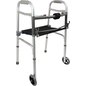 ProBasics Two-Button Folding Walker with Wheels and Roll-Up Seat