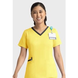 Maevn Maevn Women's Matrix Heathered Contrast Double V-neck Top 3502