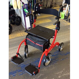 Drive Medical Drive Nitro Duet Transport Chair/Rollator Red