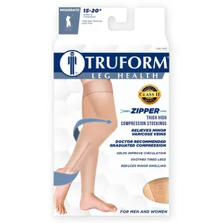 Truform Zipper Thigh High Compression Socks 0678