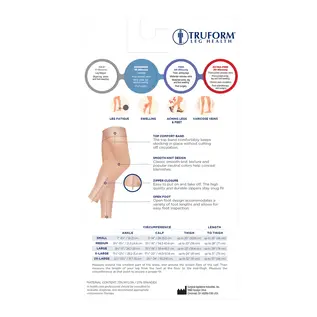 Truform Zipper Thigh High Compression Socks 0678
