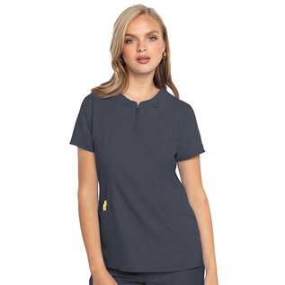 Med Couture  Zip Front Henley Top 609
