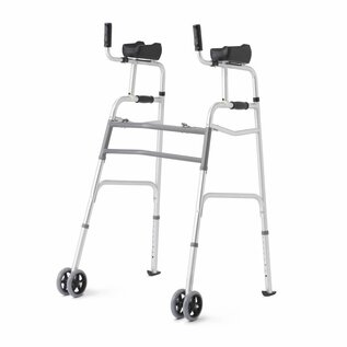 Medline Medline Upright Folding Walker With 5" Dual Wheels and a 2-button Folding Mechanism