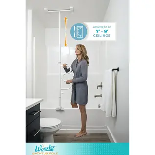 Stander Stander Bathtub Security Pole & Curve Grab Bar White