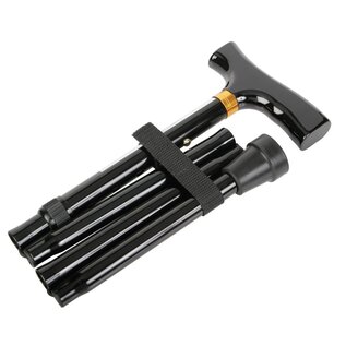 Medline Aluminum Folding T-Handle Cane Black