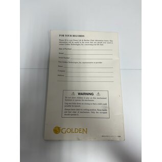 Golden Used Golden MAXICOMFORT WITH TWILIGHT OWNER'S MANUAL