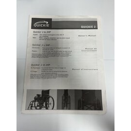 Quickie Used Sunrise Quickie and Quickie 2 Manual Wheelchair Owner's Manual