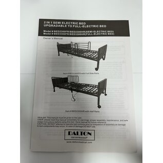 Dalton Medical Used Dalton 2 IN 1 Semi-Electric Bed Owner's Manual