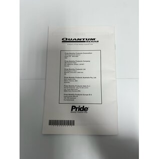 Pride Mobility Used Pride INFMANU2015 Basic Operation Instructions Manual for Synergy Seats