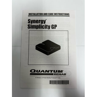 Pride Mobility Pride Synergy Simplicity GP Instruction Manual