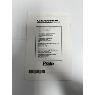 Pride Mobility Used Owner's Manual for Pride Mobility Q-Logic Joystick Controller
