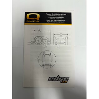 Pride Mobility Used Product Specifications Sheet for Pride Quantum Edge 2.0 Power Chair