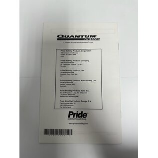 Pride Mobility Pride Mobility Front Riggings Instruction Manual