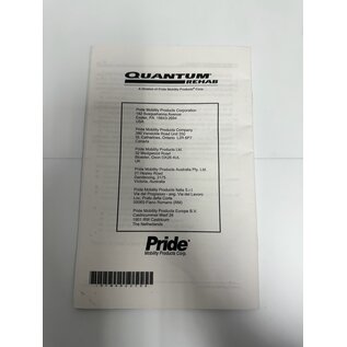 Pride Mobility Used Pride Quantum Rehab TRU-Balance Manual