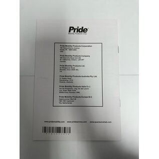 Pride Mobility Used Pride INFMANU3676 Owner's Manual Basic Operation Instructions Booklet for Dynamic Controllers