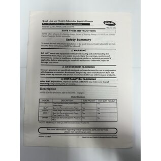 Invacare Used Invacare Manual for Quad Link and Height Adjustable Joystick Mounts