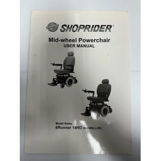 Shoprider Used Manual for Shoprider Mid-Wheel Powerchair